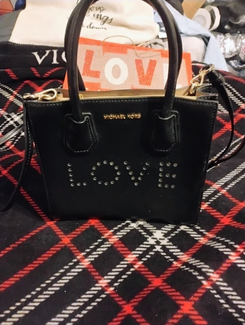 Rare & HTF Like New Mini Black Michael Kors Leather Love Satchel